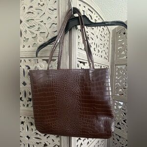 Old Navy Brown Croc-Embossed Laptop Bag